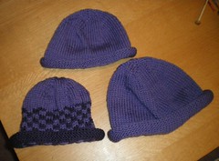 3 purple hats