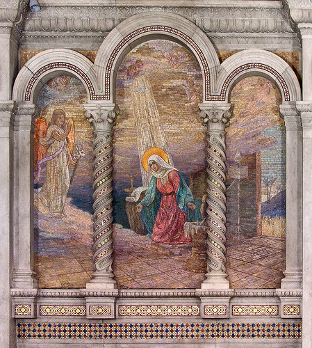Cathedral Basilica of Saint Louis, in Saint Louis, Missouri - Our Lady's Chapel - wall mosaic of Annunciation