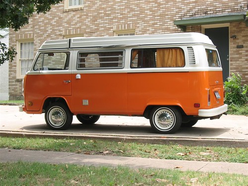 Orange Bay Window VW Bus Campmobile in Fort Worth TX Driver Side Rear 