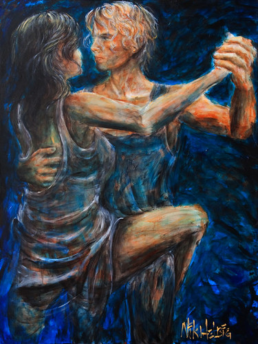 tango painting of lovers