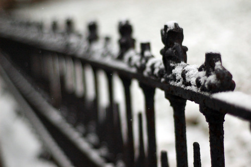 iron rail with snow