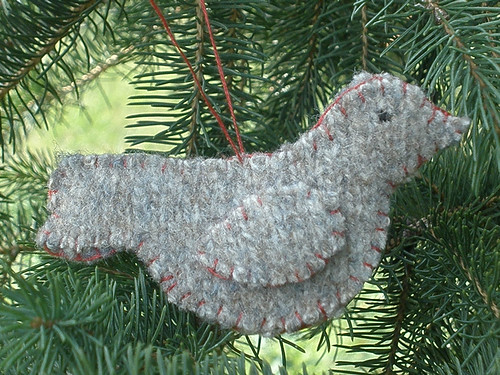 Dove Ornament Made from a Felted Sweater