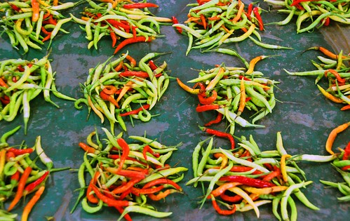 peppers at the market, luang nam tha