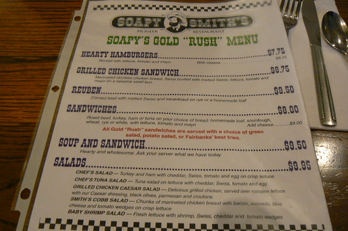 Soapy Smiths menu - prices reasonable considering the location