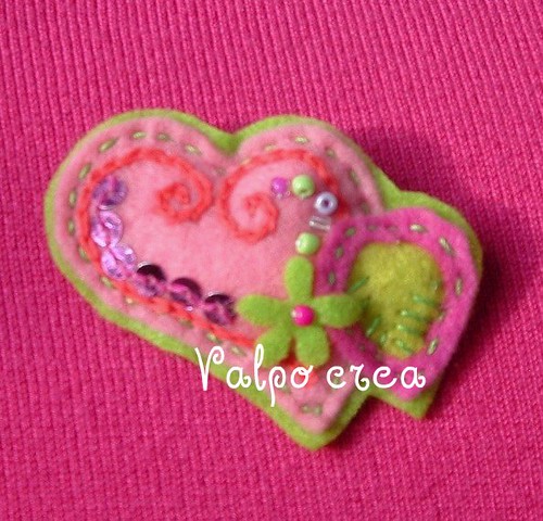corazon pink love bonito broche primaveral decorado con lentejuelas y ...