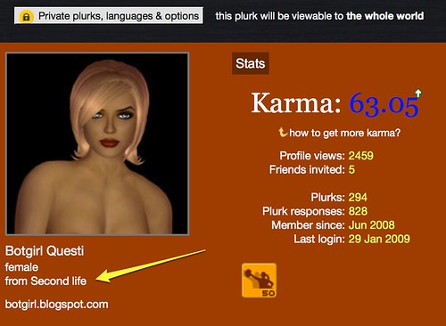 Plurk Adds Second Life as Country