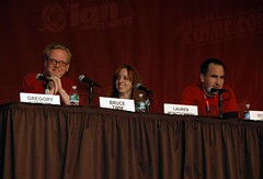 Wonder Woman Panelists, l to r: Bruce Timm, Lauren Montgomery, and Michael Jelenic