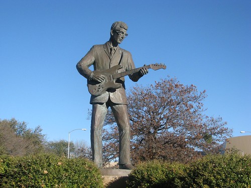 Buddy Holly Statue in Lubbock, via Flickr user The Horror