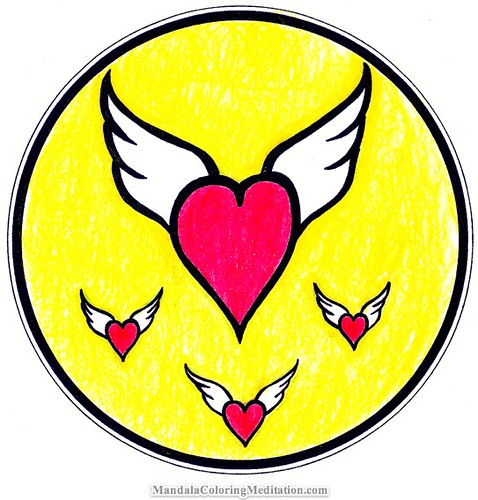 coloring pages of hearts with wings. Mandala Coloring Page For