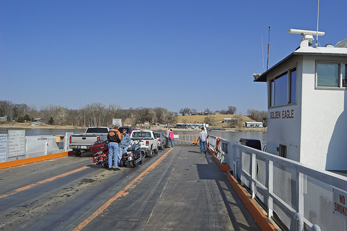 Golden Eagle Ferryboat on the Mississippi River, near Golden Eagle, Illinois, USA