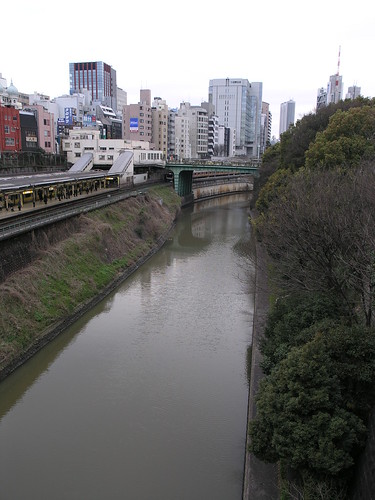 Looking at JR Ochanomizu Station from Hijiri Bashi Bridge