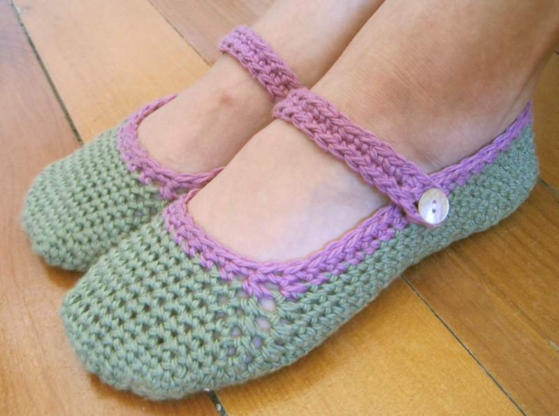 Crocheted Mary Jane slippers
