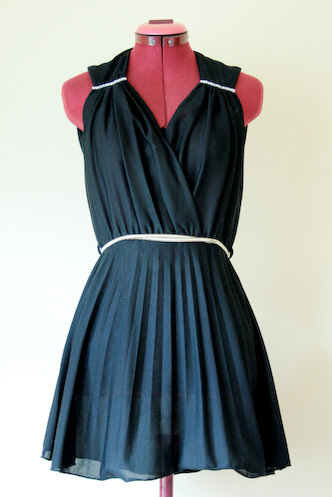 VINTAGE 70s black DISCO dress with diamontes S SHORT - 1