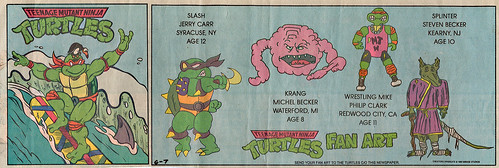 Teenage Mutant Ninja Turtles { newspaper strip } Mike hang-10 ..art by BERGER - isolated :: 06071992