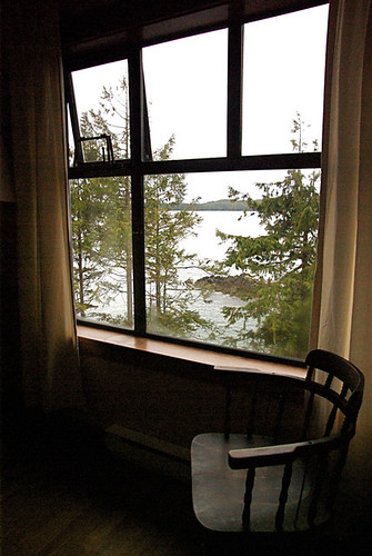 Looking out the window of our room at the Middle Beach Lodge in Tofino.
