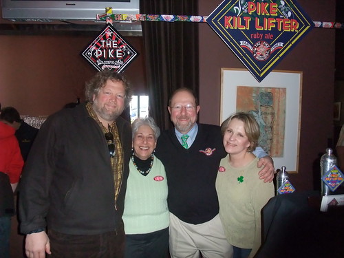 Chef Tom Douglas poses with Rose Ann Finkel, Charles Finkel and Linda Stratton from Pike Brewing. 