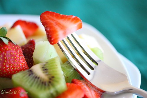 What's white and green and red all over? This morning's fruit salad :)