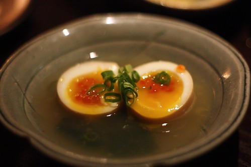 I love this half cooked egg with ikura!