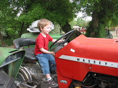 Gavin loves riding tractors!