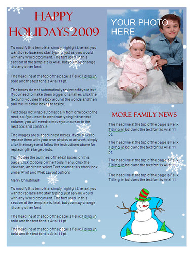 christmas newsletter template - snowflake background