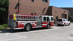 The rear of the Elmwood Park Illinois fire station at the Conti Parkway Circle. August 2009.
