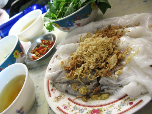 Fresh rice paper rolls in Hanoi, Vietnam