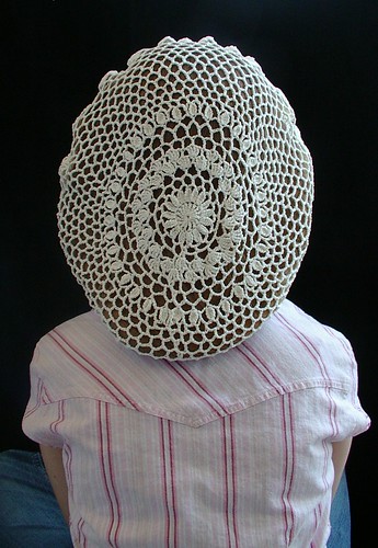 snood back made from antique doily