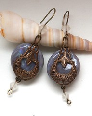 Vintage earrings with polymer clay faux labradorite