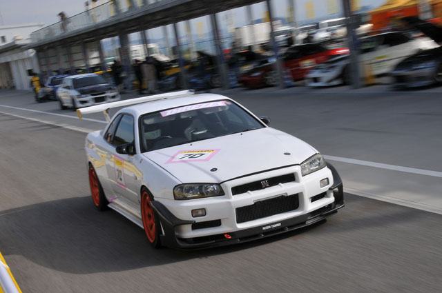  R34 Skyline TE37 White Nice shot of an R34 coming out of the pits