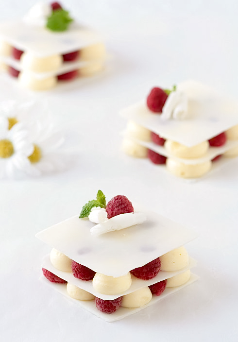 Raspberry and Cardamom Mousse White Chocolate Layers