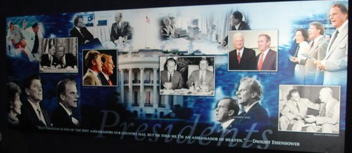 Panoul cu Billy Graham şi preşedinţii SUA cărora le-a fost consilier