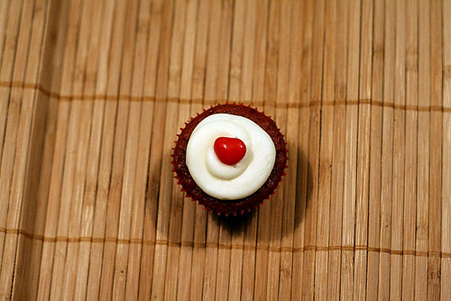 one red hot red velvet cupcake