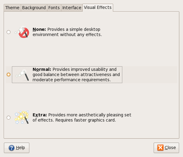 Ubuntu Visual Effects Preferences