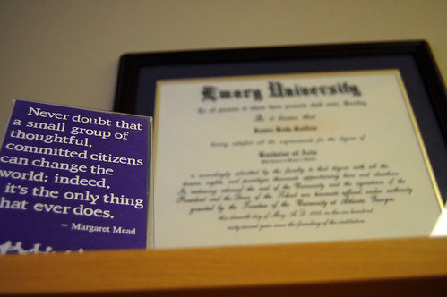 Margaret Mead Quote and Emory Diploma