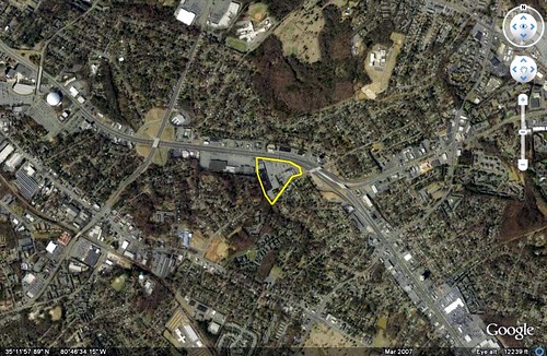 site of new Walmart (image via Google Earth, boundary by me)