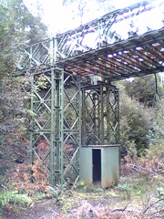 Pedestrian overpass made from bailey bridge on the ABT Railway