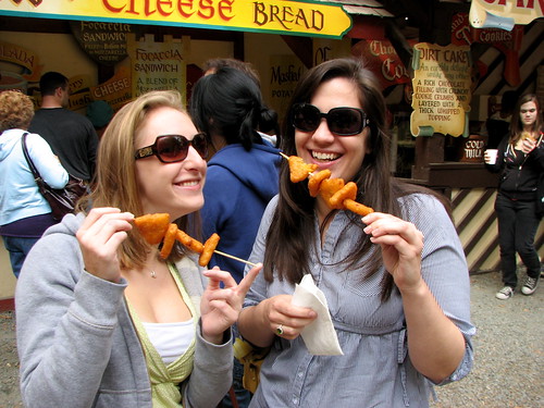 Fried macaroni and cheese on a stick