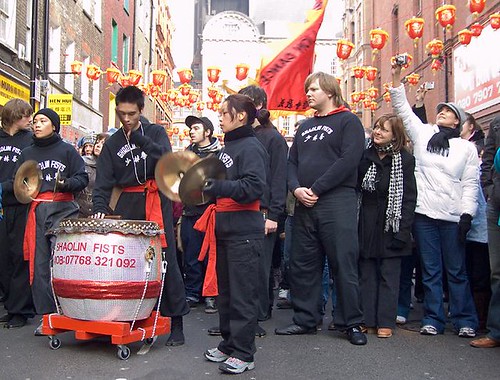 Chinatown London New Year. Fists Lion Dance Troupe, Chinese New Year 2009, Chinatown, London