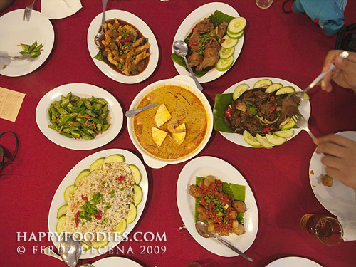 A table full of Nyonya Cuisine dishes