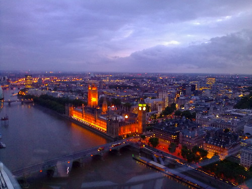 London landscape and Houses of Parliament