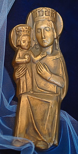 Brass, "Mariazell", made in Austria, from the collection of the Marianum, photographed at the Cathedral of Saint Peter, in Belleville, Illinois, USA