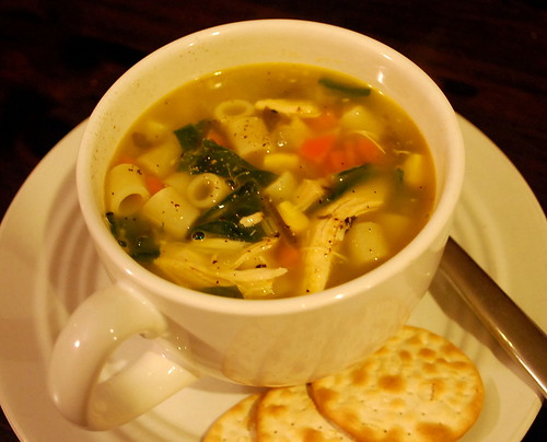 chicken soup with turnip greens 2