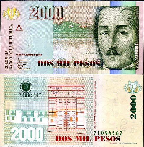 2000 pesos Kolumbia 2006