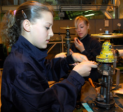 Jade and Lucy working on water valves by WISE Campaign