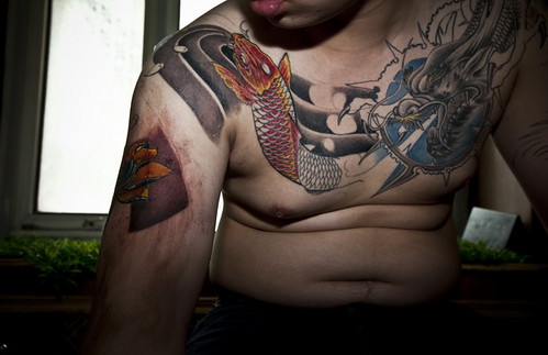 Numbers of domestic tattoo makers gathered at the Changchun New World 