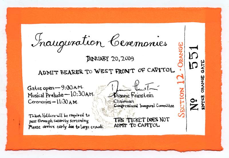 Barack Obama Inauguration Ticket Orange Rare 44