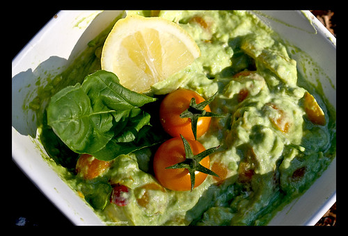 Homemade/homegrown guacamole from my garden by you.