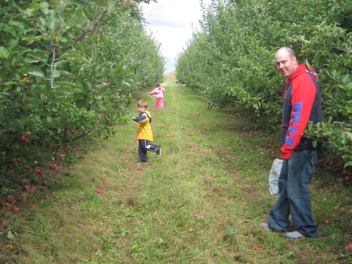 My family enjoying the apple orchard