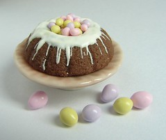 Easter Bundt Cake - 1:12 Scale Dollhouse Miniature