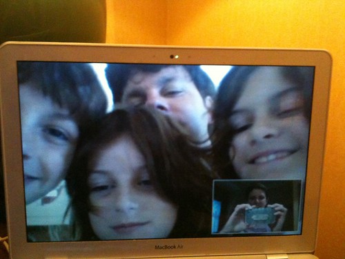 Staying in touch with the family while traveling, via Google video chat